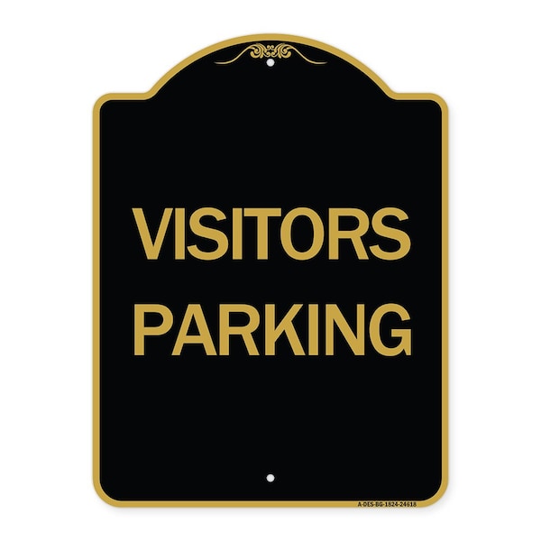 Designer Series Sign-Visitors Parking, Black & Gold Aluminum Sign, 18" x 24", BG-1824-24618